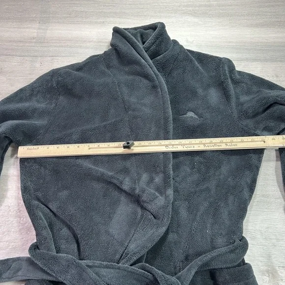 Tommy Bahama Robe Mens Medium Gray Fleece Belted Lounge Sleepwear Bathrobe - Picture 6 of 11